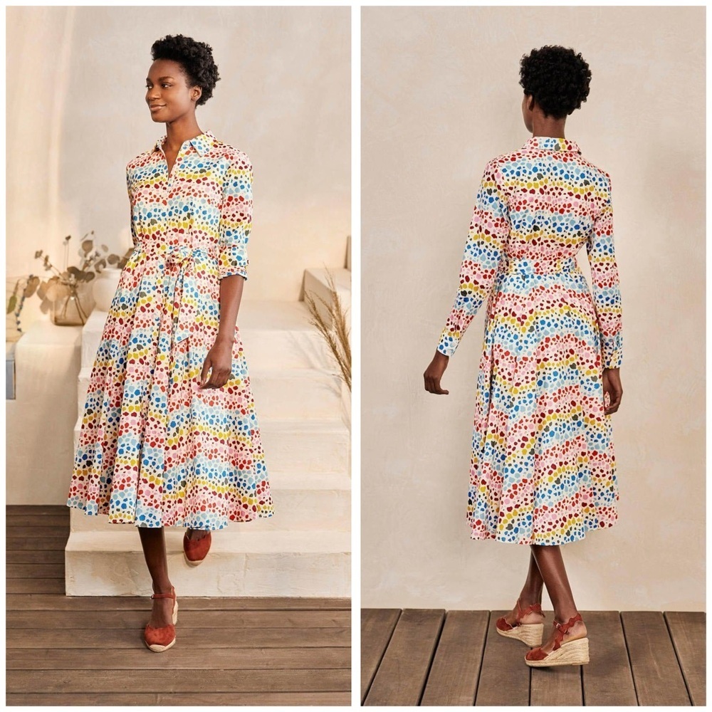 Boden Multicolor Polka Dot Midi Shirtdress